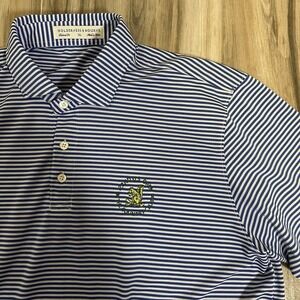 Holderness Bourne Golf Polo Shirt Size XL Striped Blue US Open The Country Club